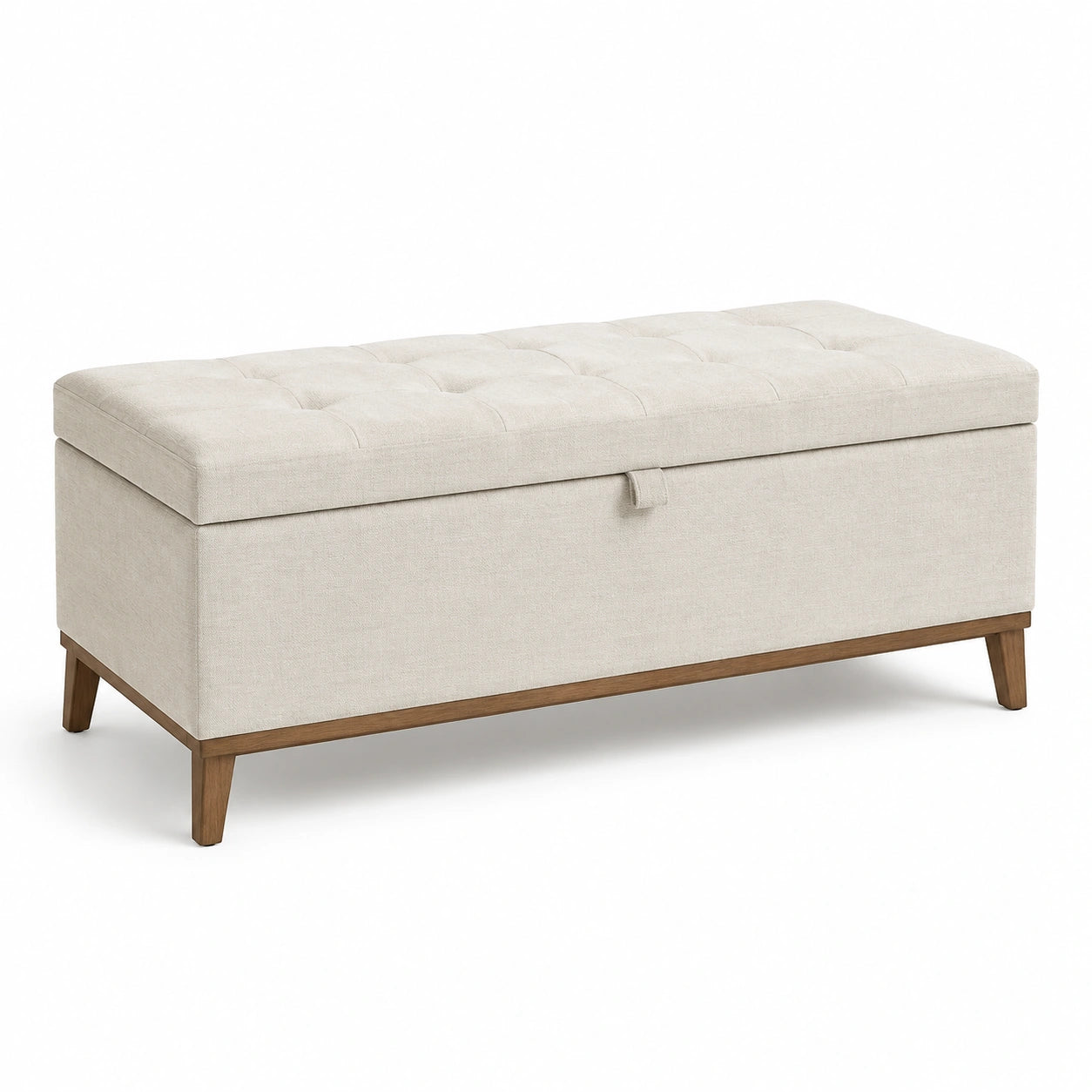 Aufbewahrungsbank Leinen Holzbeine 120x40x45 cm
