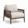 Akazienholz Sessel mit Polyesterpolsterung in Beige
