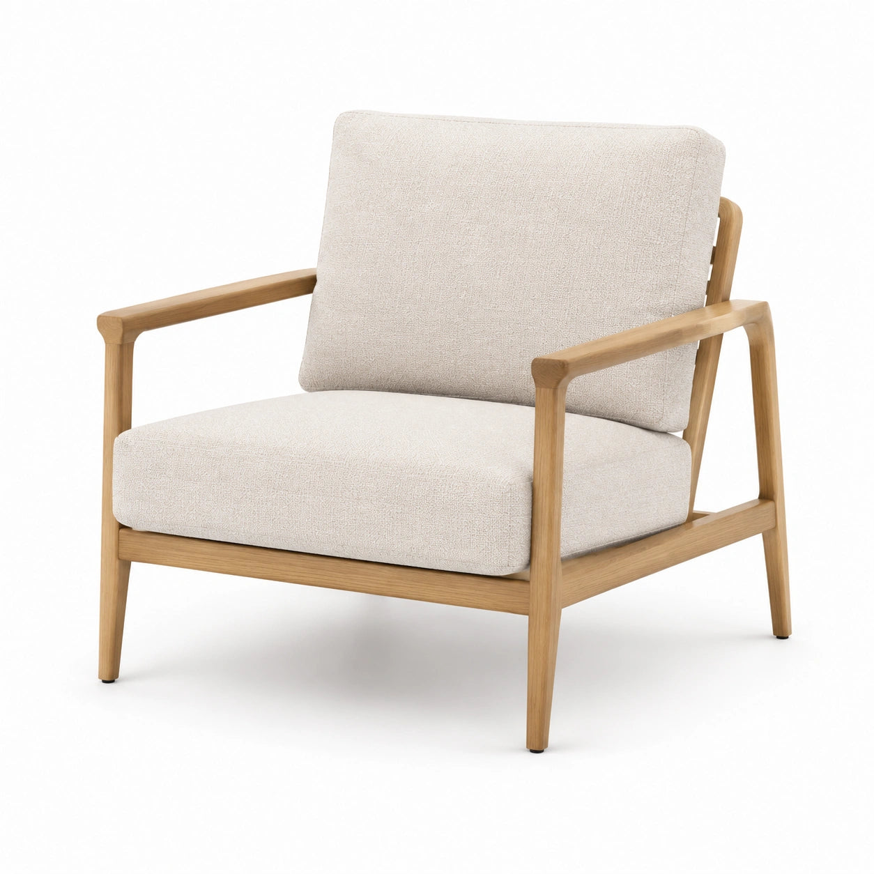 Leinensessel mit Eichenrahmen Beige 75x80x85cm