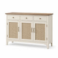 Sideboard rechteckig Holz und Rattan Beige 120x80x40 cm