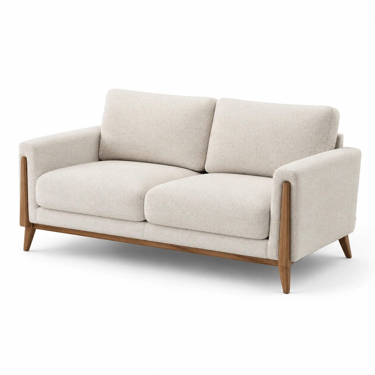 2-Sitzer Sofa aus Polyestergewebe mit Walnussholzrahmen Beige 180 cm