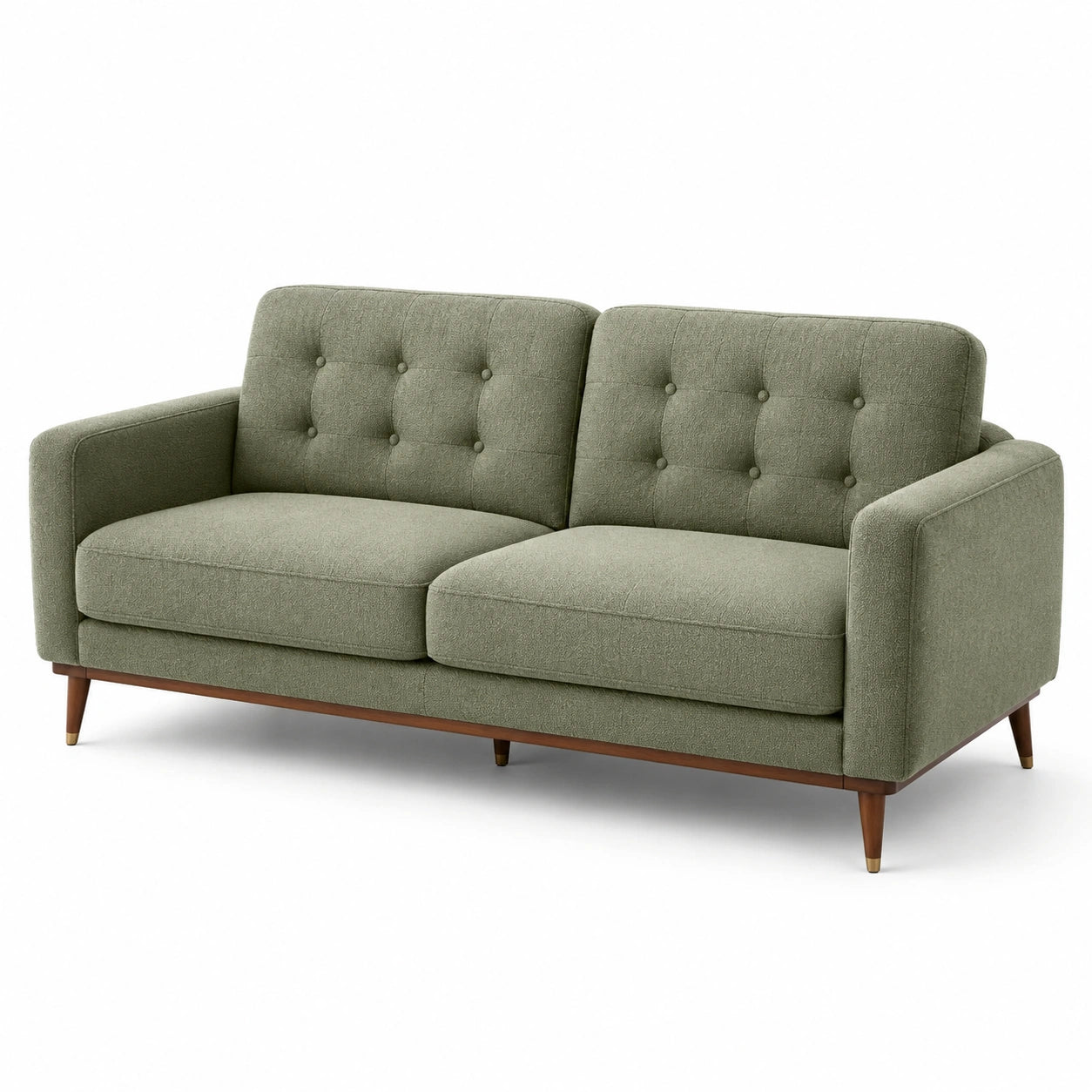 2-Sitzer Sofa aus Leinen in Grün
