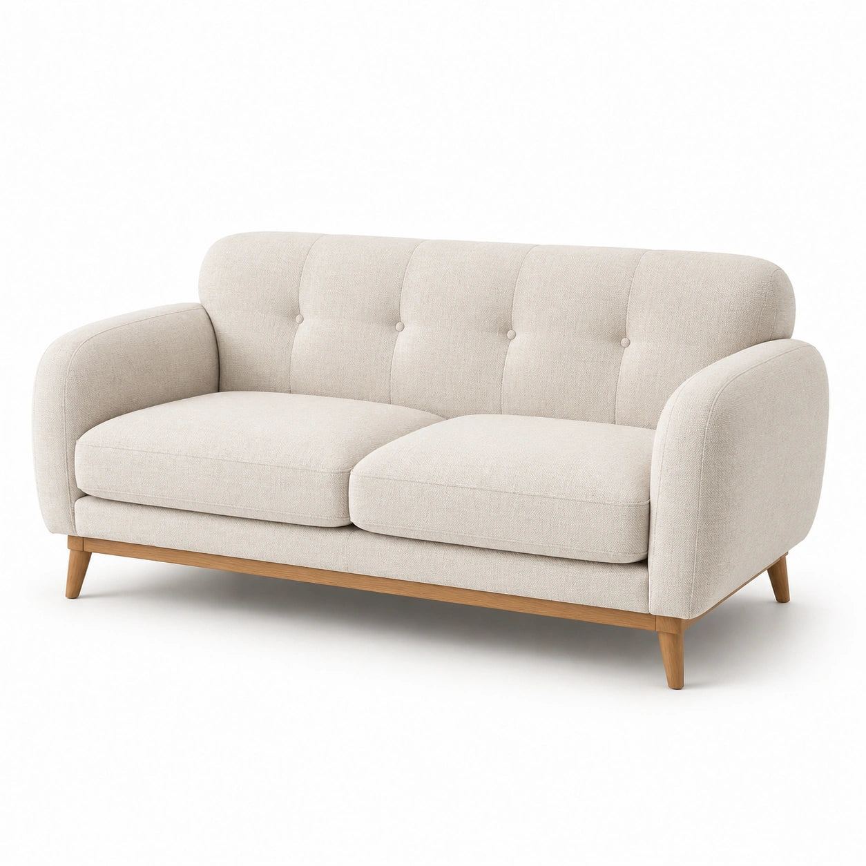 2-Sitzer Sofa Stoff Beige Holzfüße