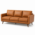 3-Sitzer Sofa PU-Leder Massivholzrahmen Braun