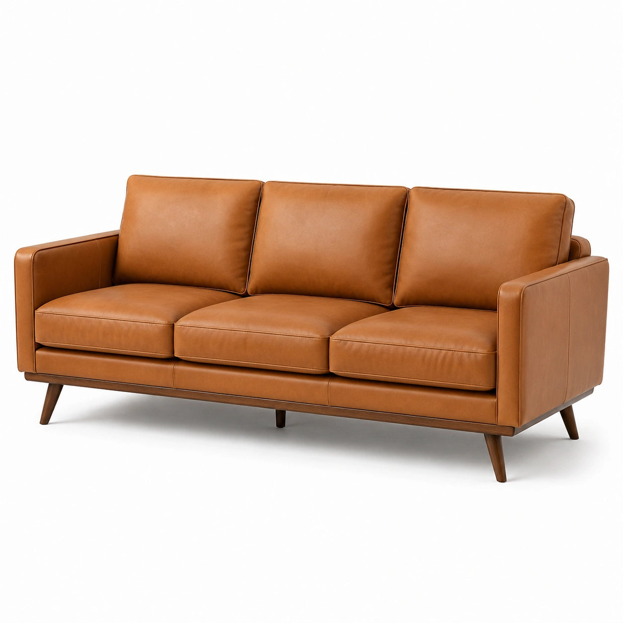 3-Sitzer Sofa PU-Leder Massivholzrahmen Braun