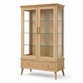 Holzvitrine mit gehärtetem Glas und Schublade 180cm