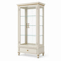 Vitrine aus Holz mit gehärtetem Glas und Schublade, Beige, 180cm x 80cm x 40cm