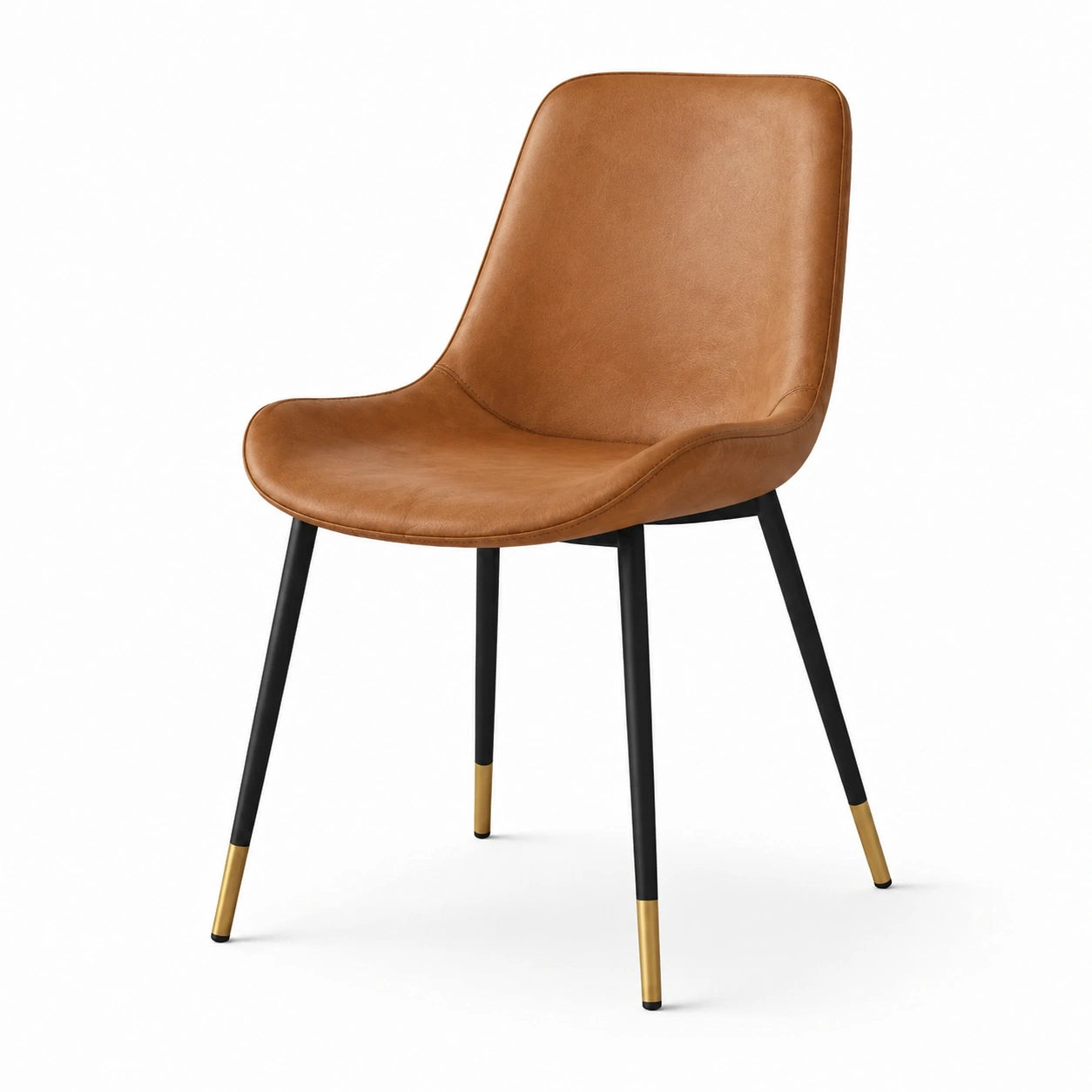 Stuhl aus PU-Leder mit Metallbeinen Braun