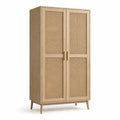 Schrank aus Eichenholz mit Rattantüren 180x80x40 cm