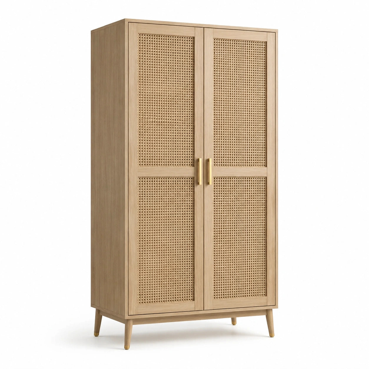Schrank aus Eichenholz mit Rattantüren 180x80x40 cm