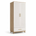 Kleiderschrank mit MDF und Eichenfurnier, zwei Türen und Schublade, 200x80x50cm