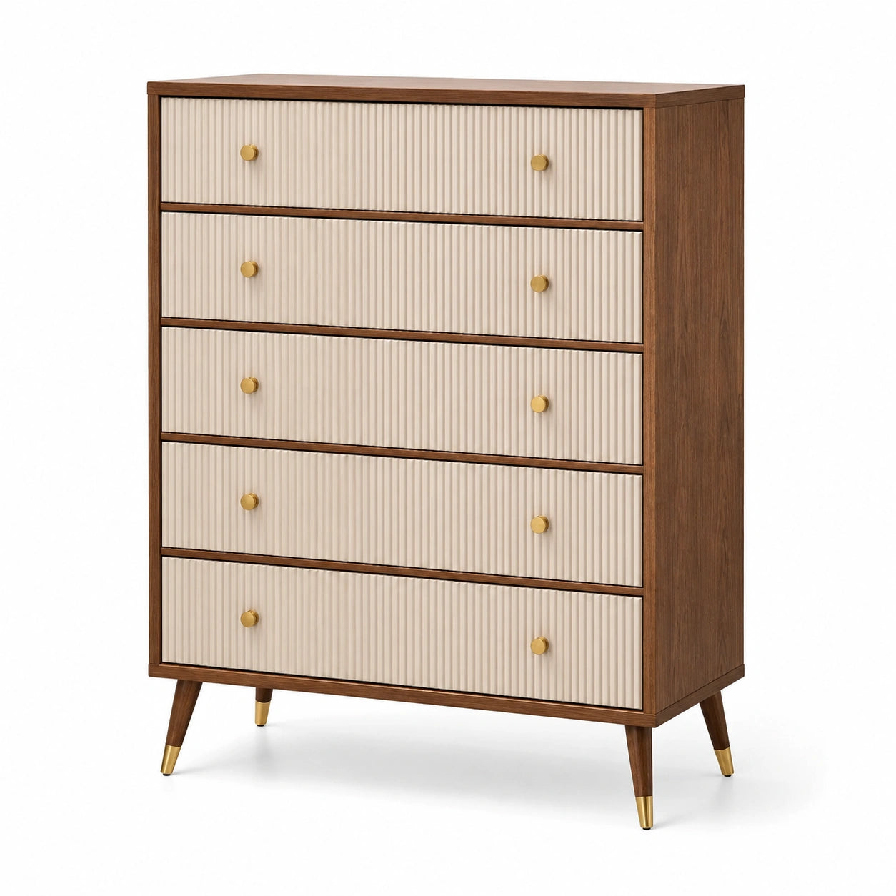 Kommode aus Holz mit fünf Schubladen Beige