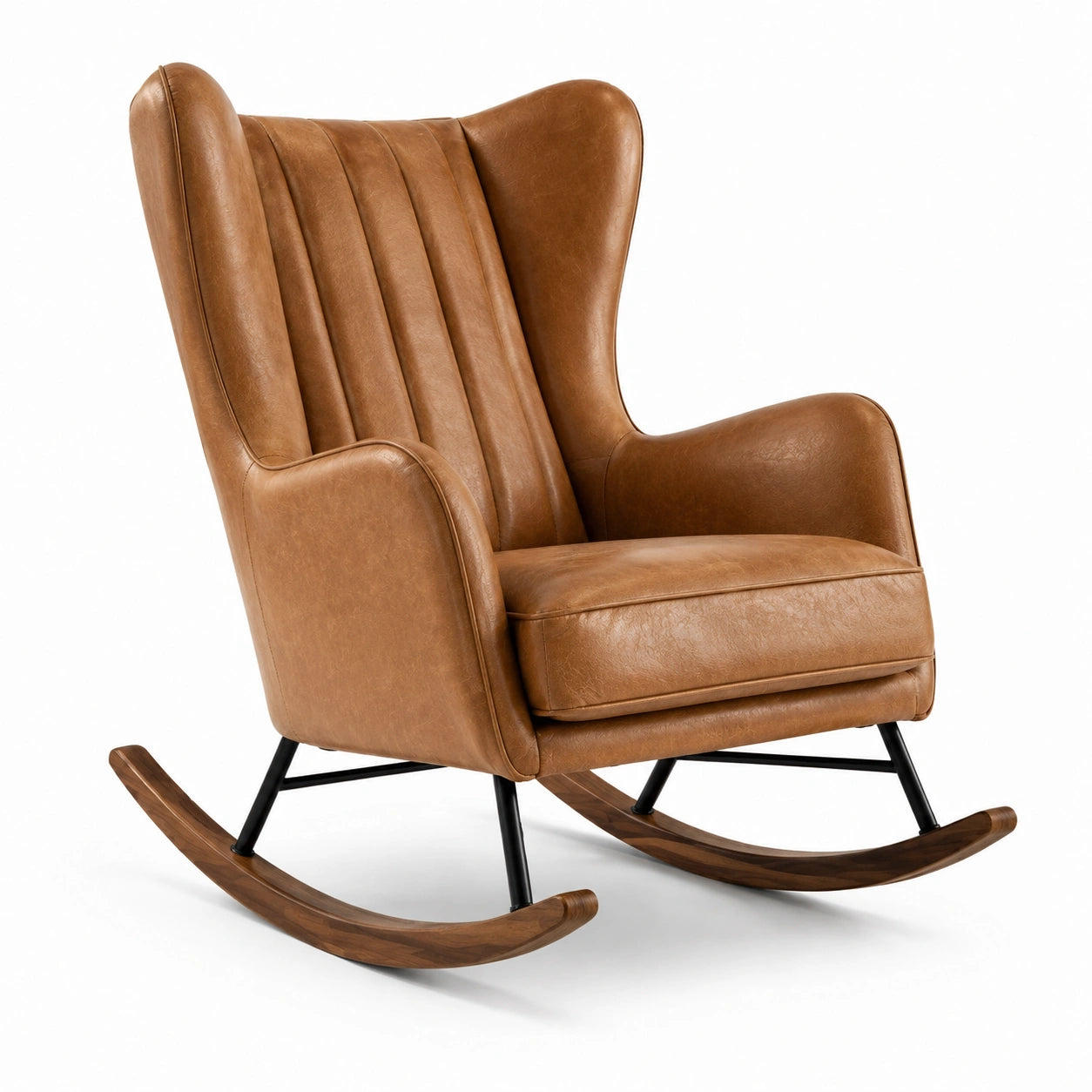 Lederschaukelstuhl Wingback Braun